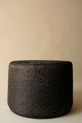 Calandra Siyah Yuvarlak Puf