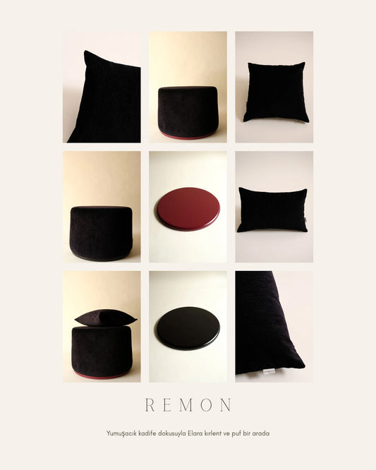 Remon Elara Koleksiyonu: Kadife Kırlent ve Yuvarlak Puf ile Lüks Dokunuş