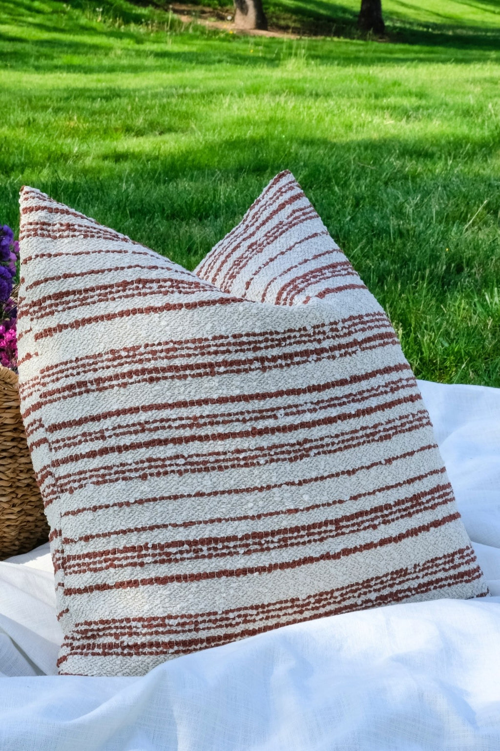 Siena Terrace - Çizgili Toprak Tonlu Outdoor Kırlent Seti