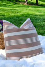 Balıksırtı - Çizgili Kiremit Outdoor Kırlent Kılıfı