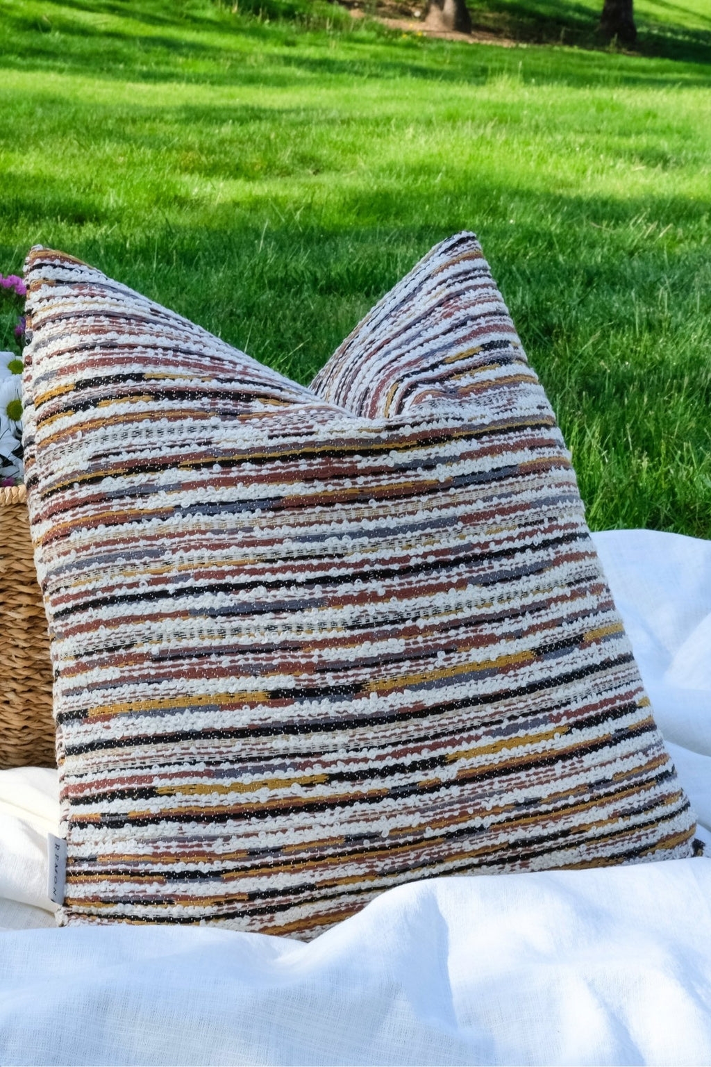Siena Terrace - Çizgili Toprak Tonlu Outdoor Kırlent Seti